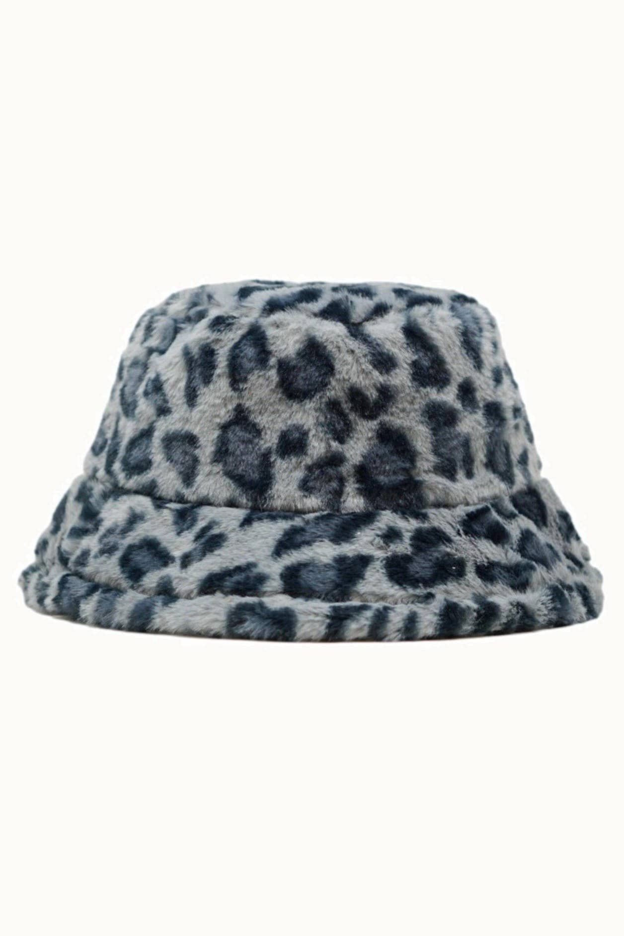 Faux Fur Fuzzy Textured Bucket Hat, Leopard