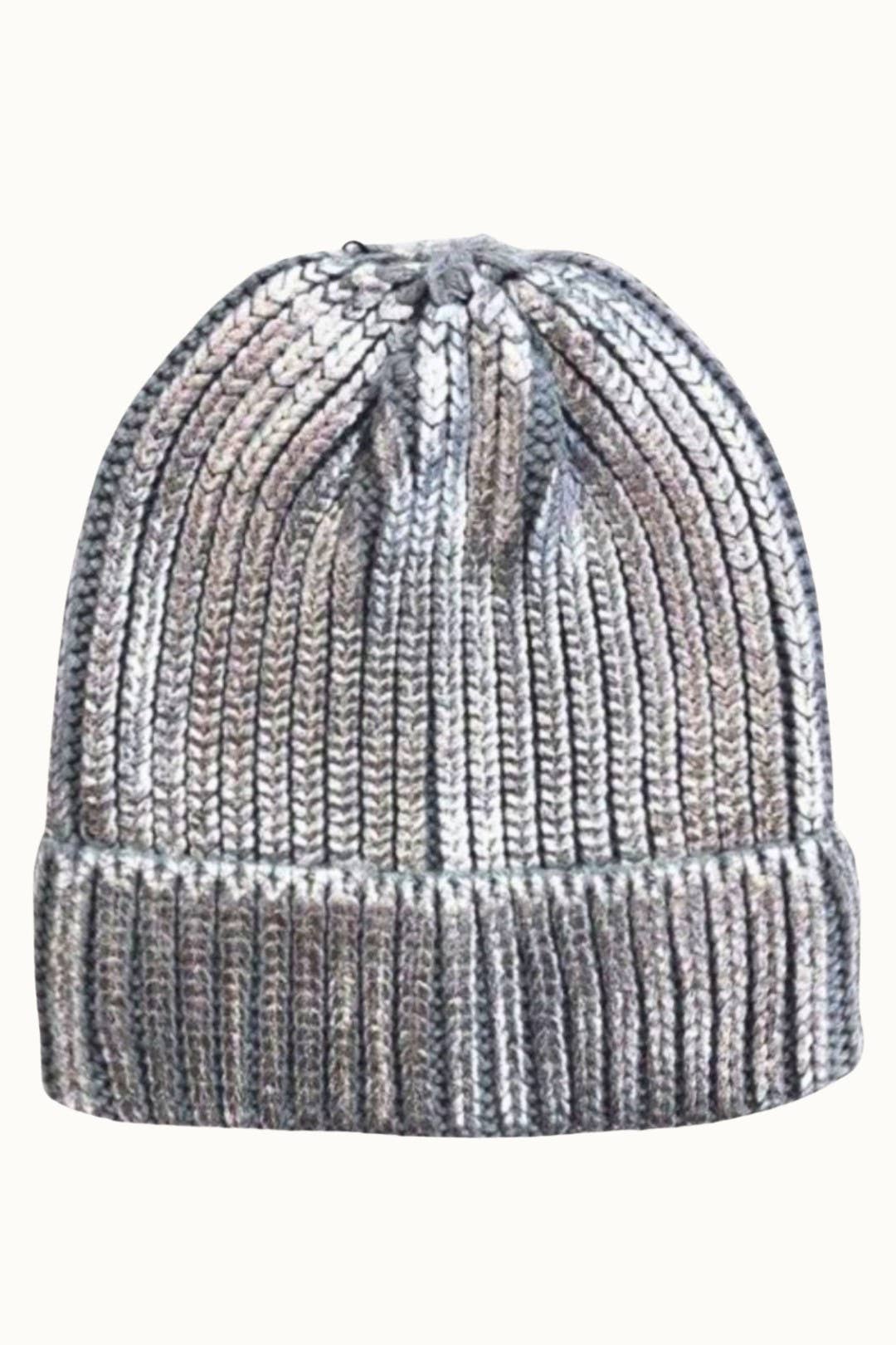 Metallic Foil Knit Ribbed Beanie