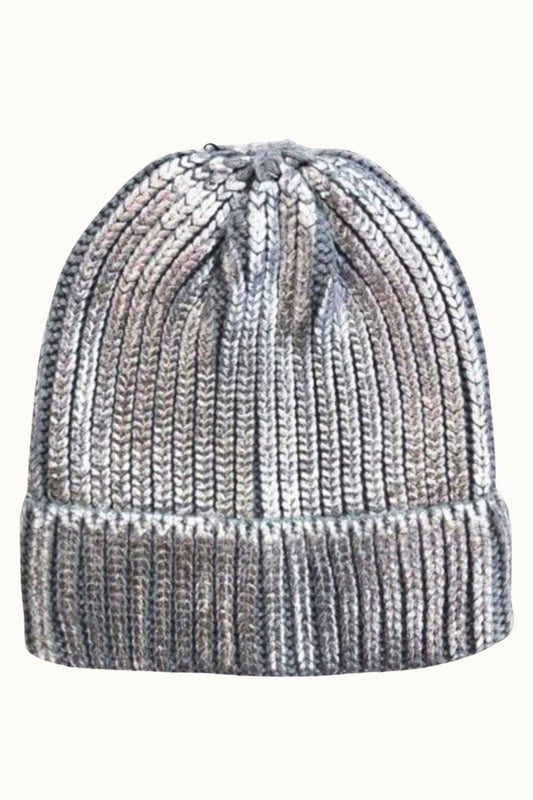 Metallic Foil Knit Ribbed Beanie