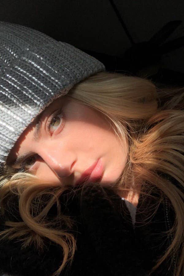 Metallic Foil Knit Ribbed Beanie