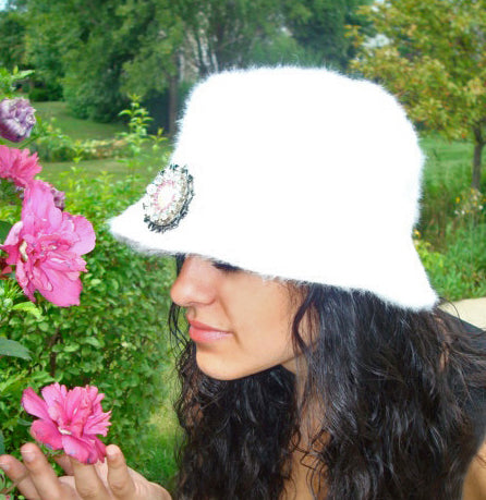 Bucket Hat with Vintage Pin
