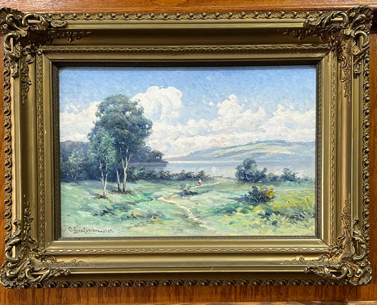Late 1800's, 17" x 14", Oil on Board by Listed Artist, Olaf Jonas Grafstrom (housed in hand carved, decorative, frame of the period).