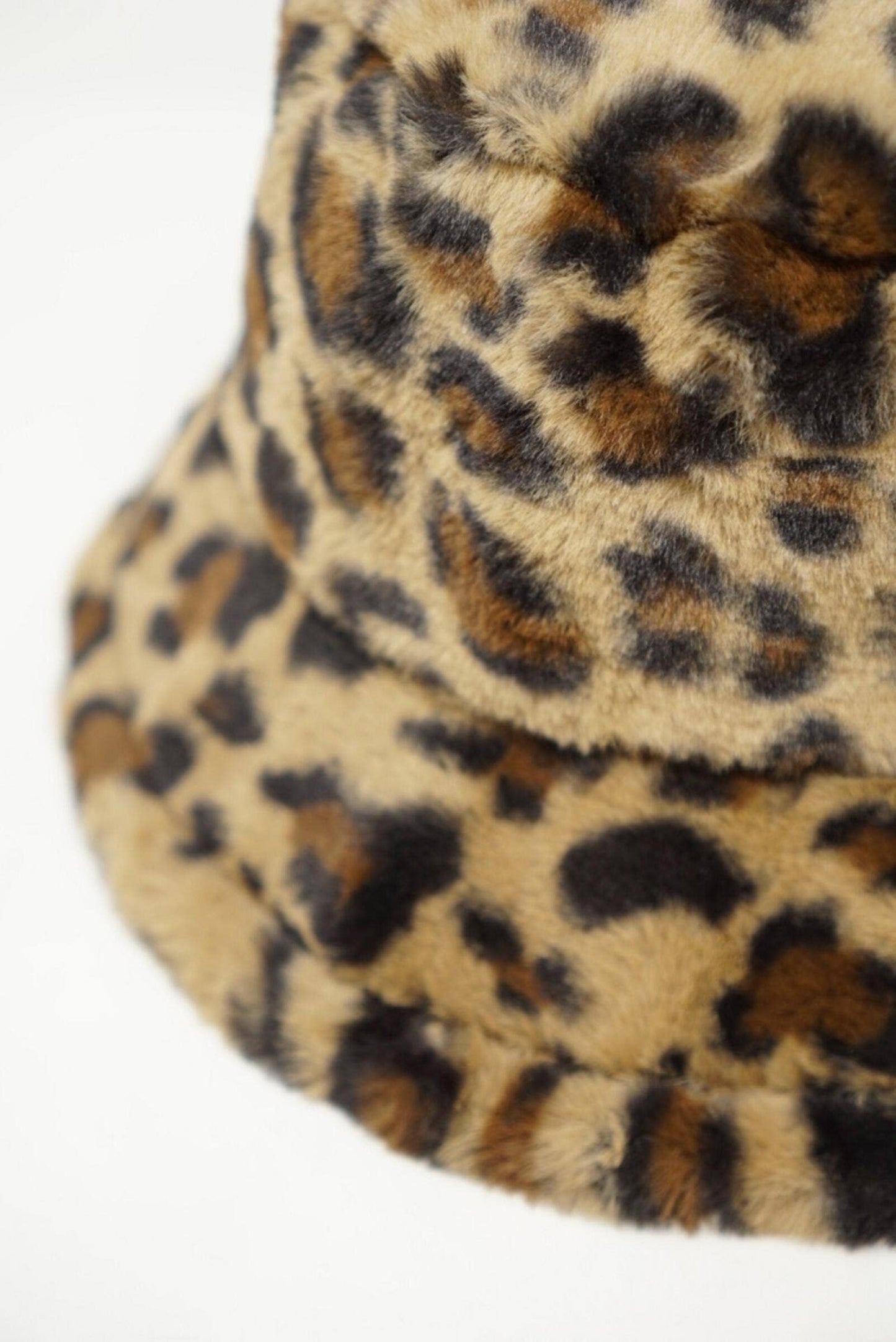 Faux Fur Fuzzy Textured Bucket Hat, Leopard