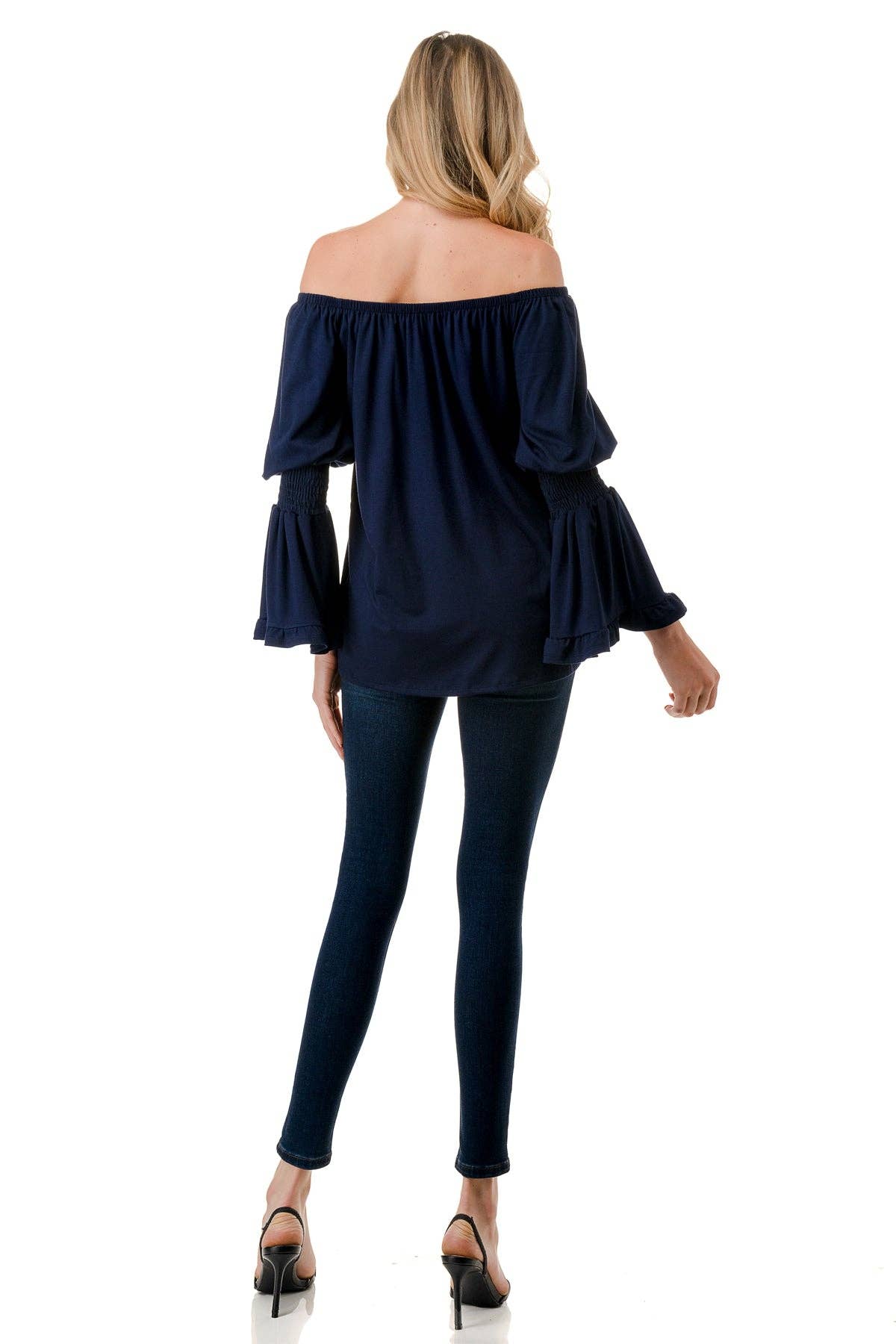 BEYONCE OFF SHOULDER TOP (NAVY)- VT2396