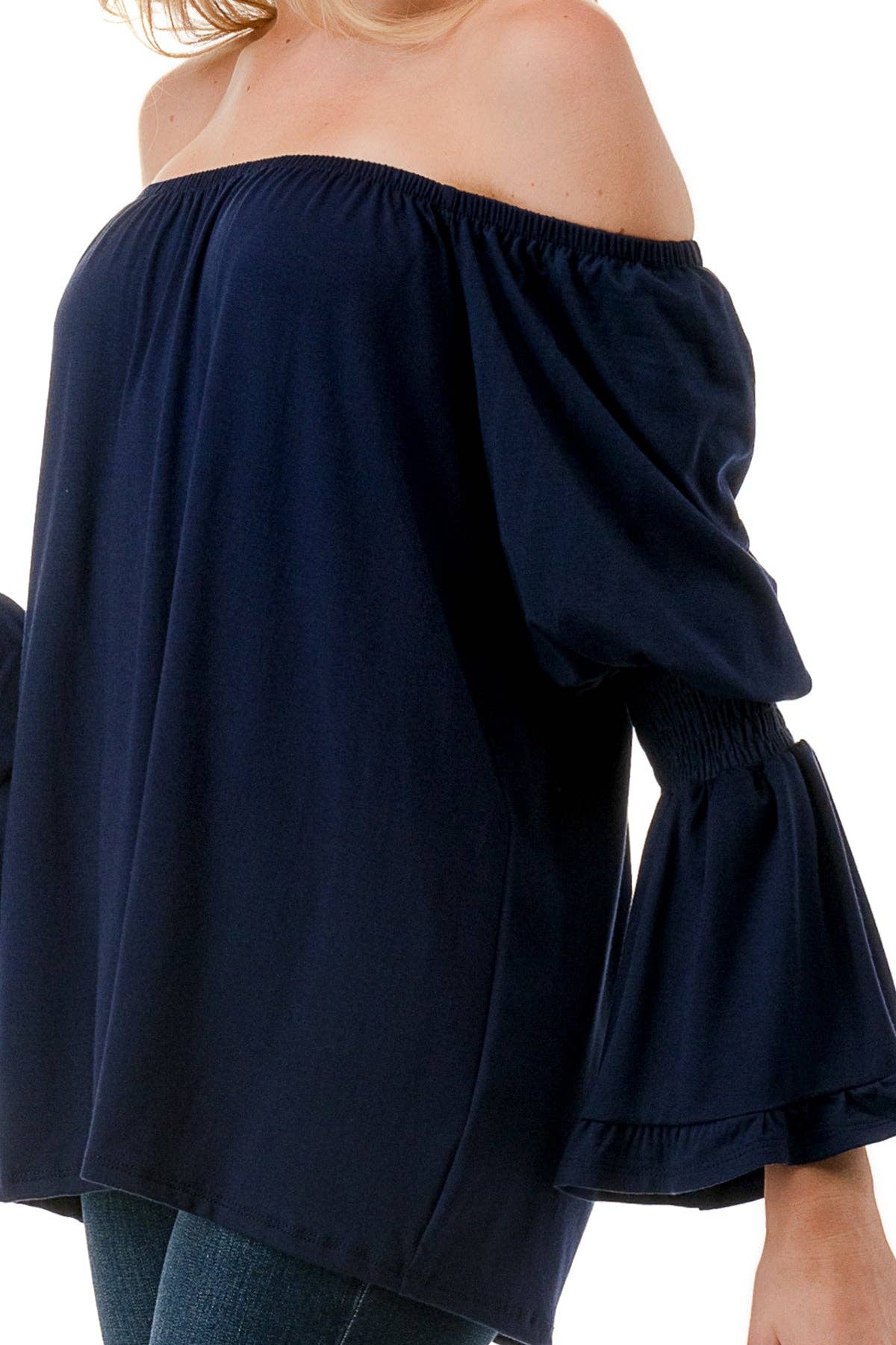 BEYONCE OFF SHOULDER TOP (NAVY)- VT2396