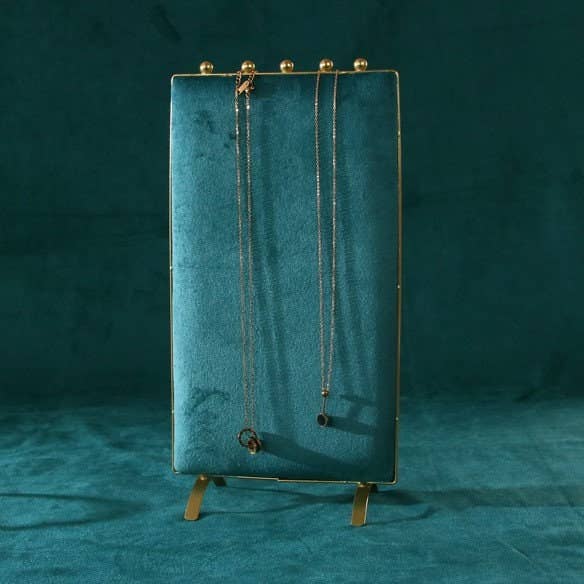 Vintage Inspired 2-Sided Velvet Jewelry Display Panel Stand