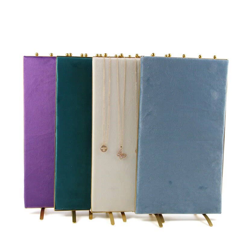 Vintage Inspired 2-Sided Velvet Jewelry Display Panel Stand
